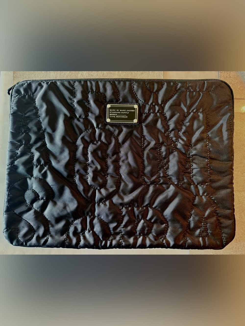 Marc by Marc Jacobs Black Quilted Laptop zippered sleeve